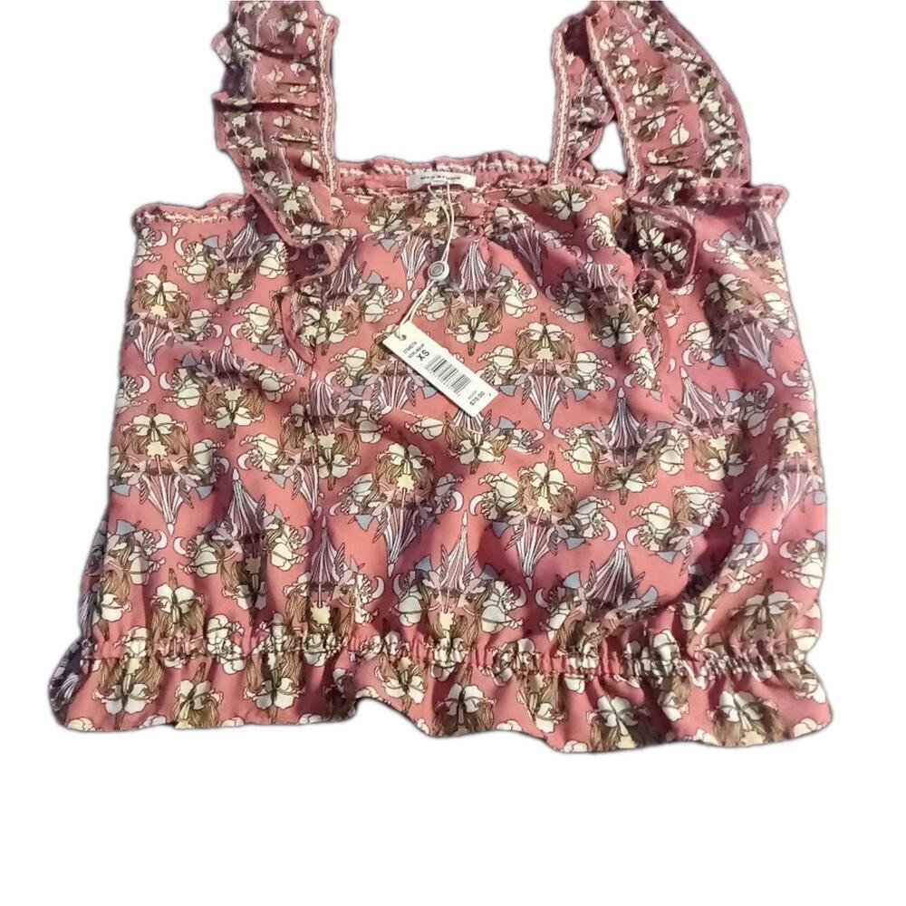 Max Studio Women Marsala Coral Cami Ruffled Top Sz. Xs NWT Y2k Boho Floral